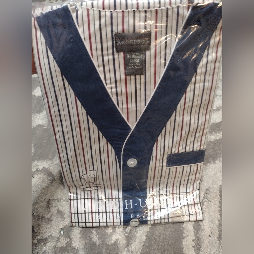 NEW Vintage Andhurst Navy, Red, And White Stripe Pajama Set